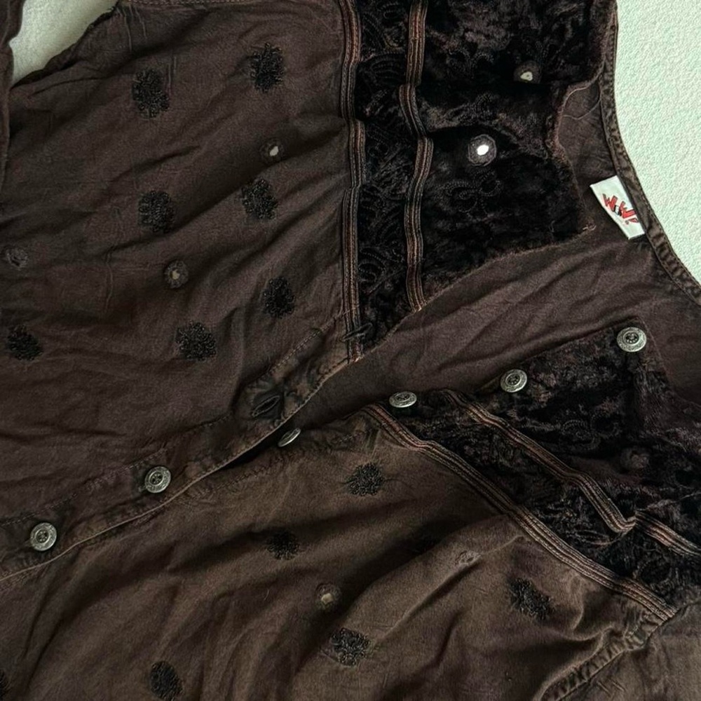 Brown velvet button up vintage blouse - Picture 7 of 7